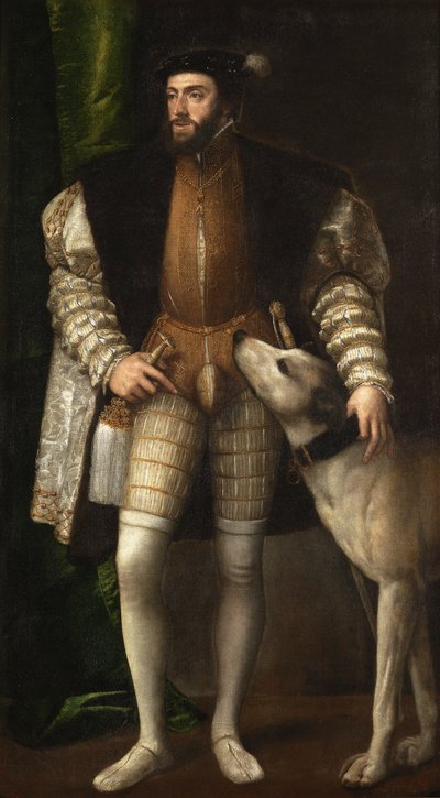 Emperor Charles V with a Hound by Tiziano Vecelli